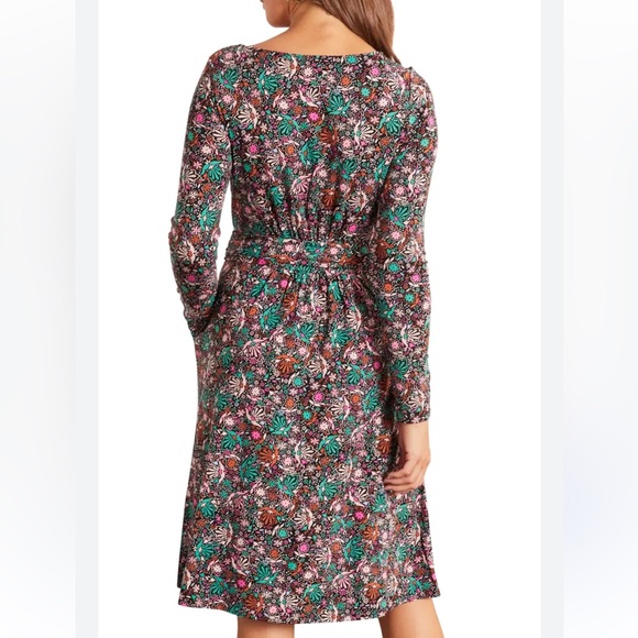 Boden Green and Pink Floral Long Sleeve Dress - Picture 2 of 6
